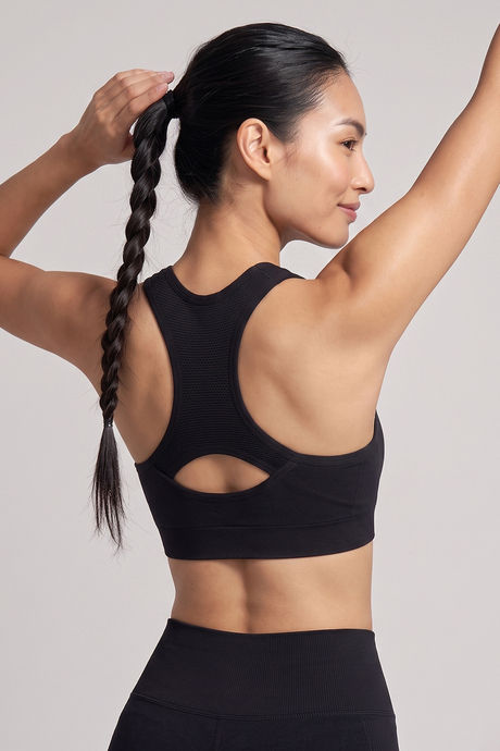 Zelocity Medium Impact Seamless Sports Bra - Jet Black — image 3